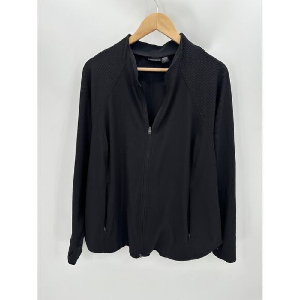 Athleta Black Salutation Ribbed Jacket Womens Siz… - image 1